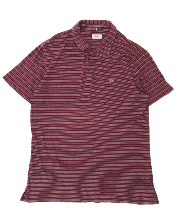 Polo Carrera da uomo vestibilità regolare XL in cotone a righe bordeaux