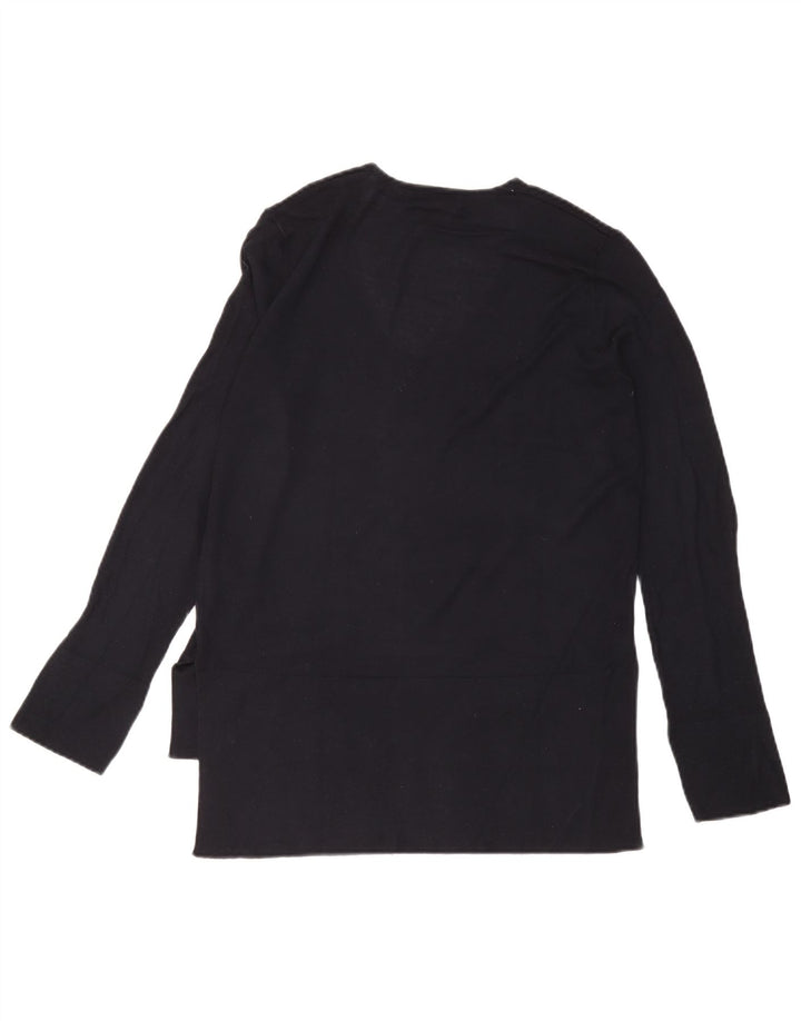 Top Zara da donna a maniche lunghe UK 14 viscosa blu navy medio