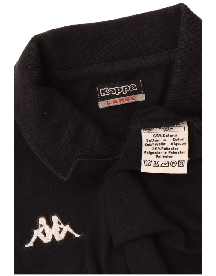 Polo Kappa Uomo Large Nera In Cotone