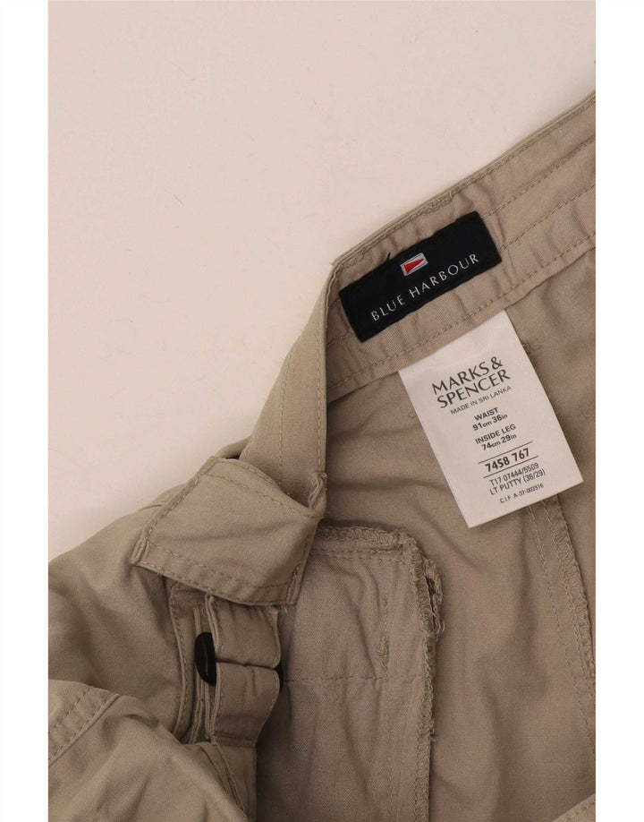 Pantaloni cargo affusolati Marks & Spencer da uomo blu Harbour W36 L29 Beige