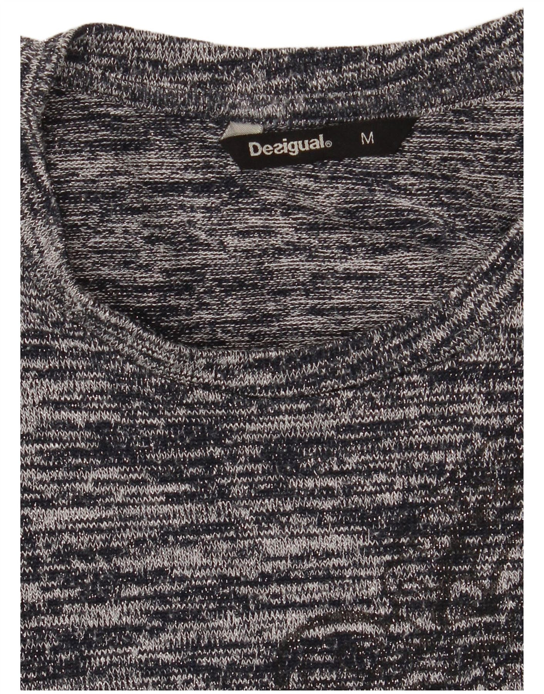 Desigual Donna Tunica Asimmetrica Top UK 12 Medio Grigio Chiazzato Bohémien
