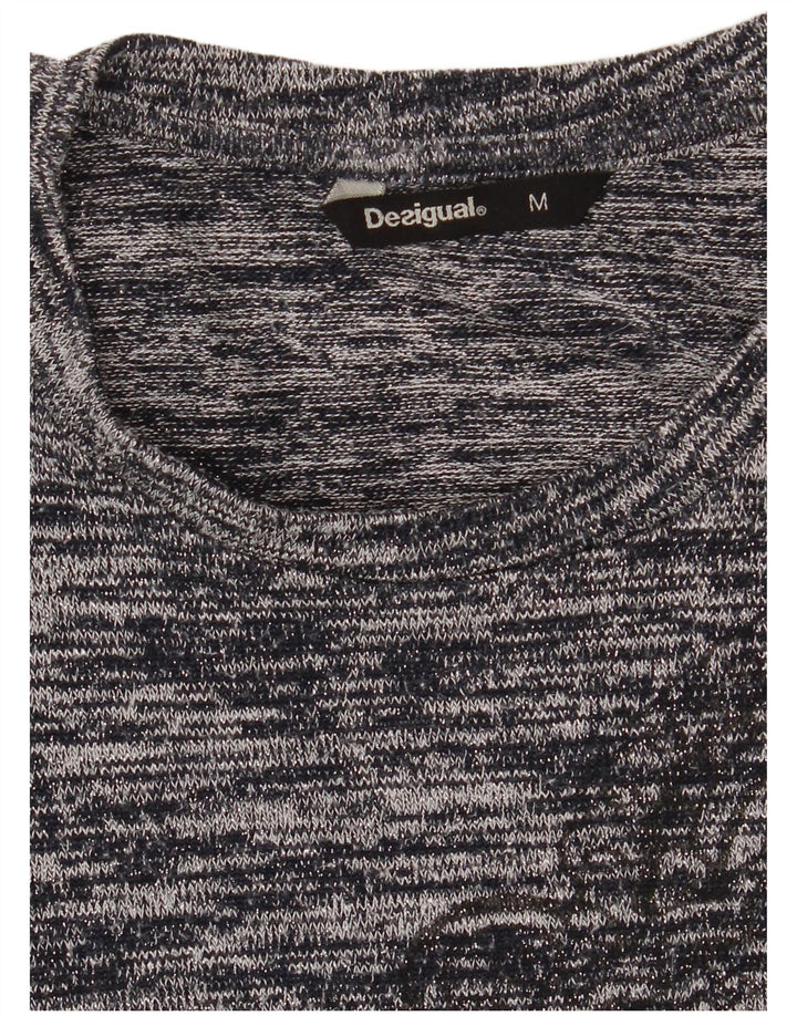 Desigual Donna Tunica Asimmetrica Top UK 12 Medio Grigio Chiazzato Bohémien