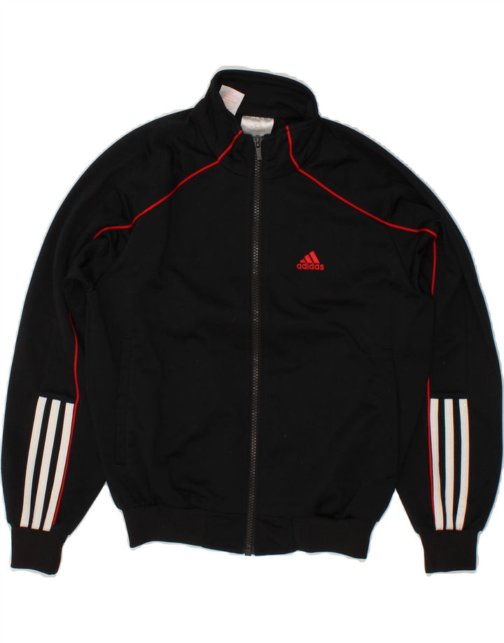 ADIDAS Boys Tracksuit Top Jacket 9-10 Years Small Black Polyester Vintage Adidas and Second-Hand Adidas from Messina Hembry 