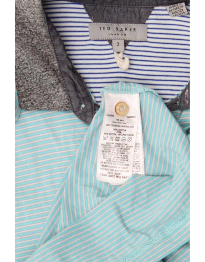 Polo da uomo Ted Baker taglia 3 cotone a righe blu medio