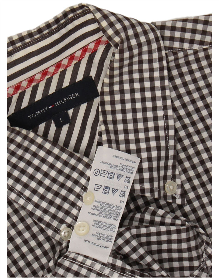 Camicia da uomo Tommy Hilfiger grande in cotone a quadretti nero