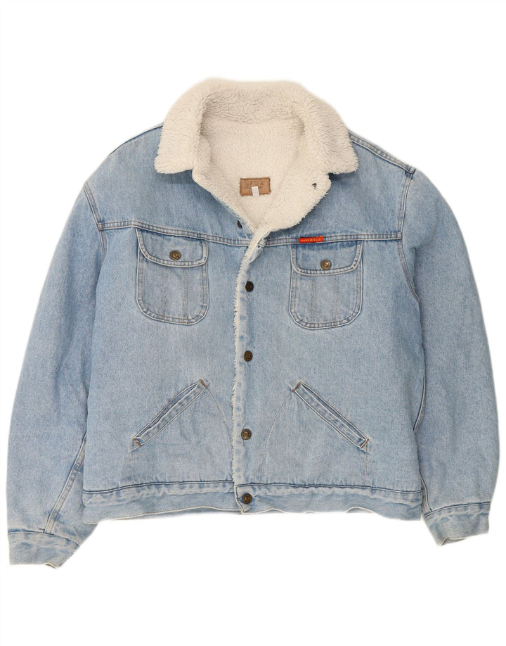 RIFLE Giacca in denim Sherpa da uomo UK 44 2XL Cotone blu