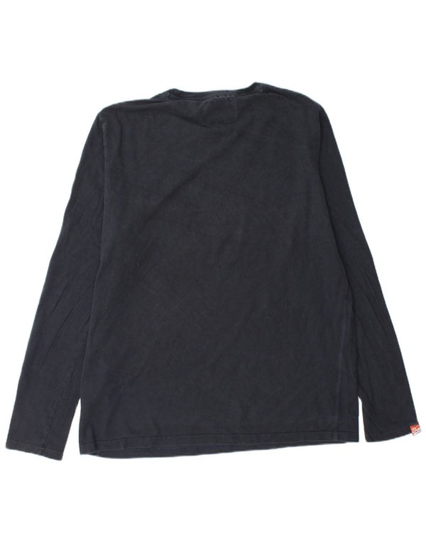 SUPERDRY Top grafico da uomo manica lunga 2XL cotone blu navy