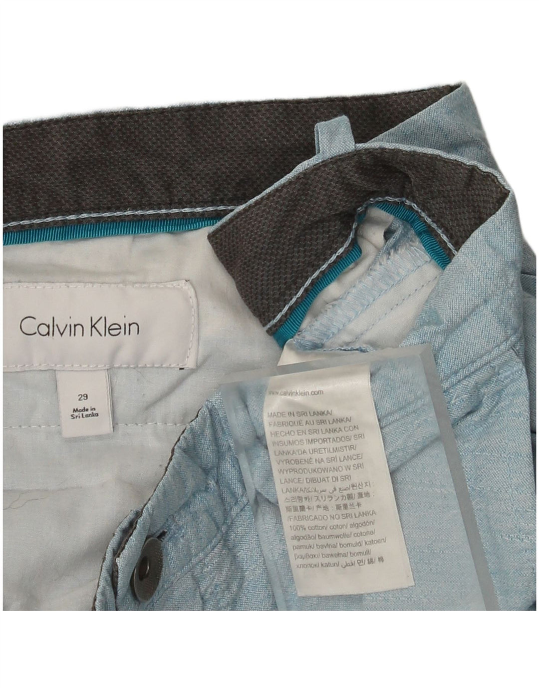 Pantaloncini chino da uomo Calvin Klein W29 piccoli in cotone blu