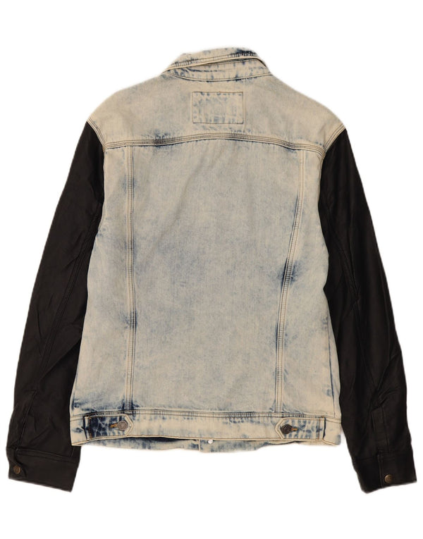 Giacca in denim da uomo Zara lavaggio acido UK 40 grande cotone blu moderno