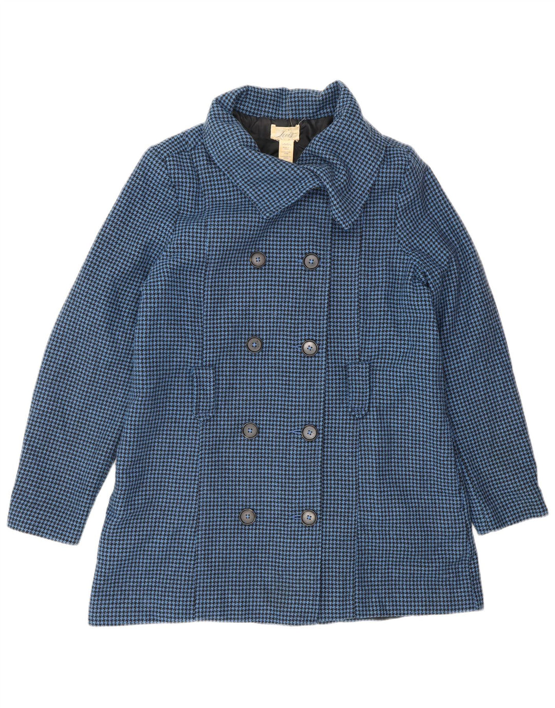 Cappotto doppiopetto da donna LEVI'S UK 16 Lana pied de poule blu grande