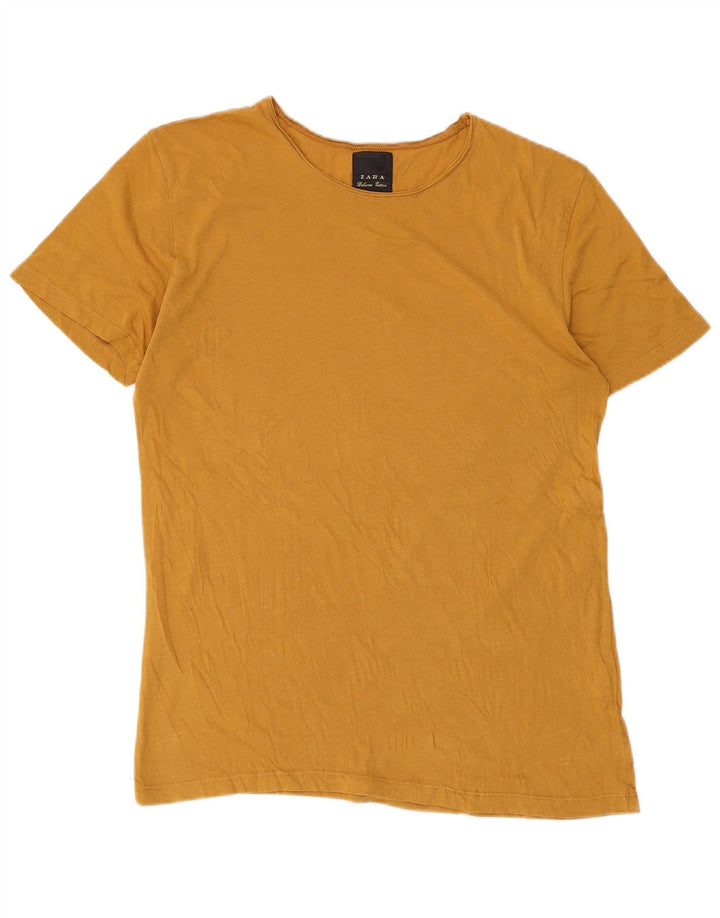 T-shirt Zara da donna Top UK 12 cotone giallo medio