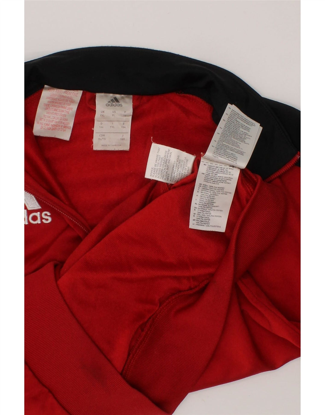 ADIDAS Boys Tracksuit Top Jacket 13-14 Years XL  Red Colourblock Polyester Vintage Adidas and Second-Hand Adidas from Messina Hembry 