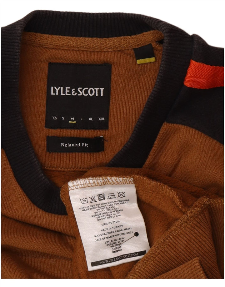 Lyle & Scott Felpa da uomo Maglione in cotone color block marrone medio