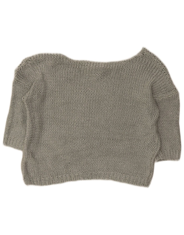 Guess Maglione da donna corto con scollo a barca a mezza manica UK 14 Verde medio
