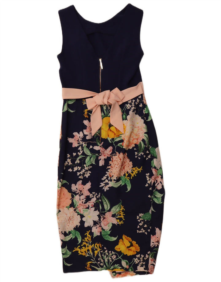 CLOSET Abito aderente senza maniche da donna UK 8 Piccolo floreale blu navy