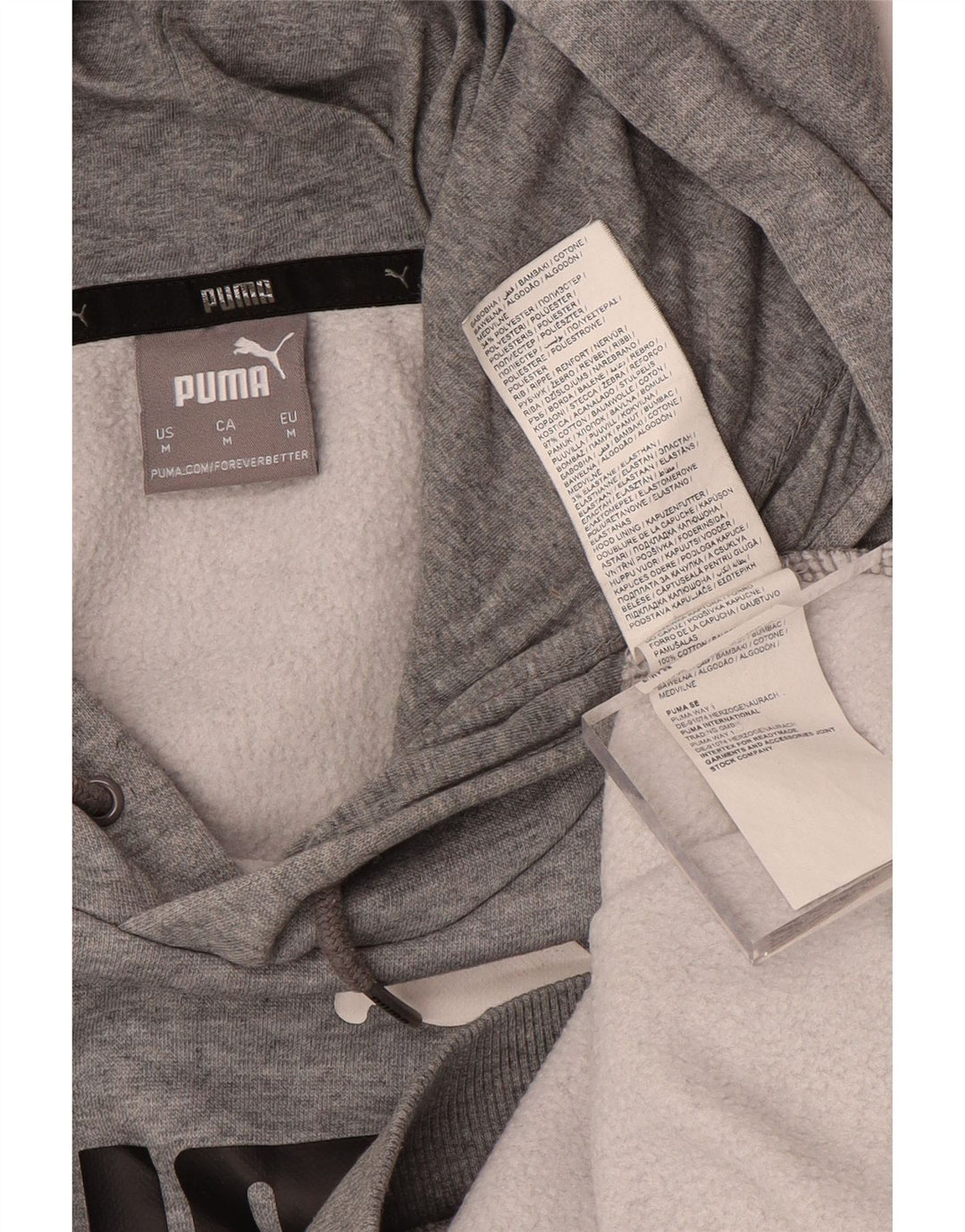 Felpa con cappuccio grafica PUMA da uomo in cotone grigio medio