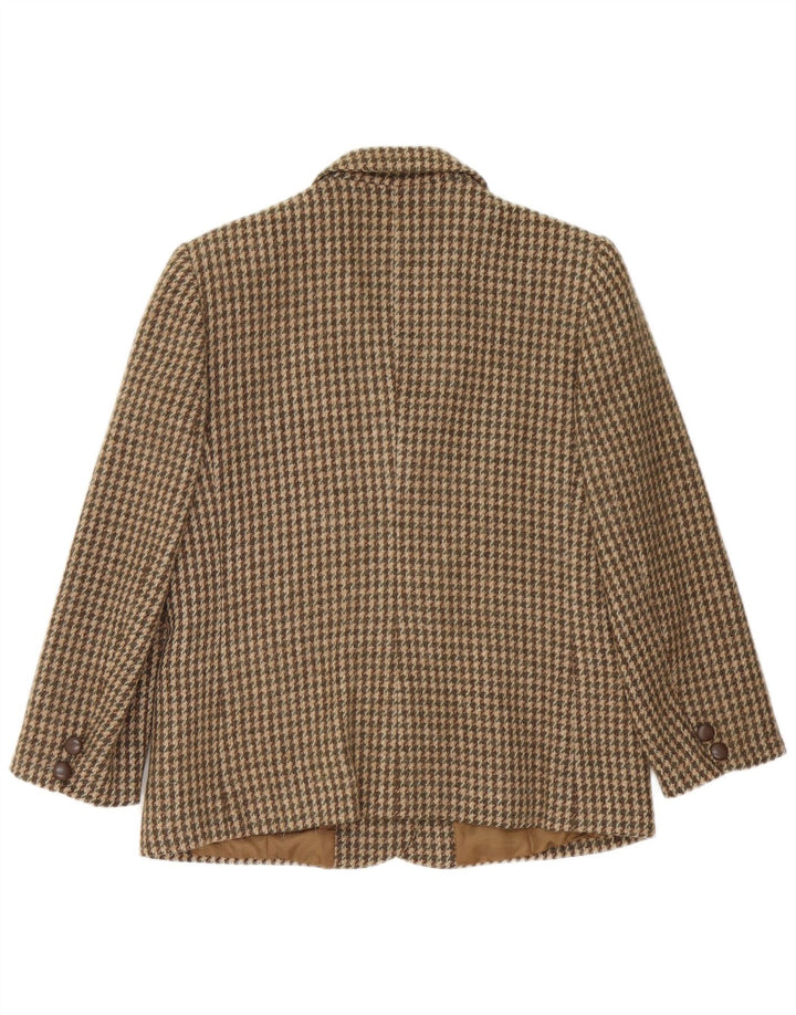 Giacca blazer vintage da donna a 2 bottoni IT 48 XL lana pied de poule marrone