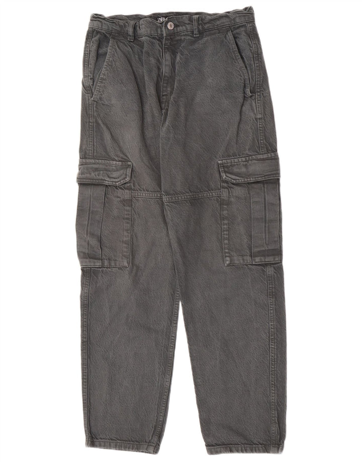 Jeans larghi cargo da uomo Zara EU 38 piccoli W30 L29 grigi