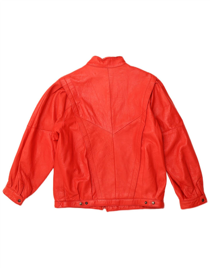 VINTAGE Womens Leather Jacket IT 44 Medium Red Leather