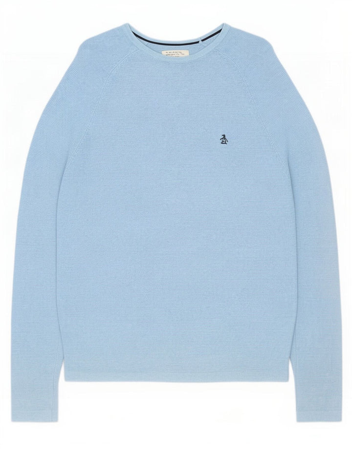 Maglione da uomo con scollo a barca Penguin, cotone blu medio