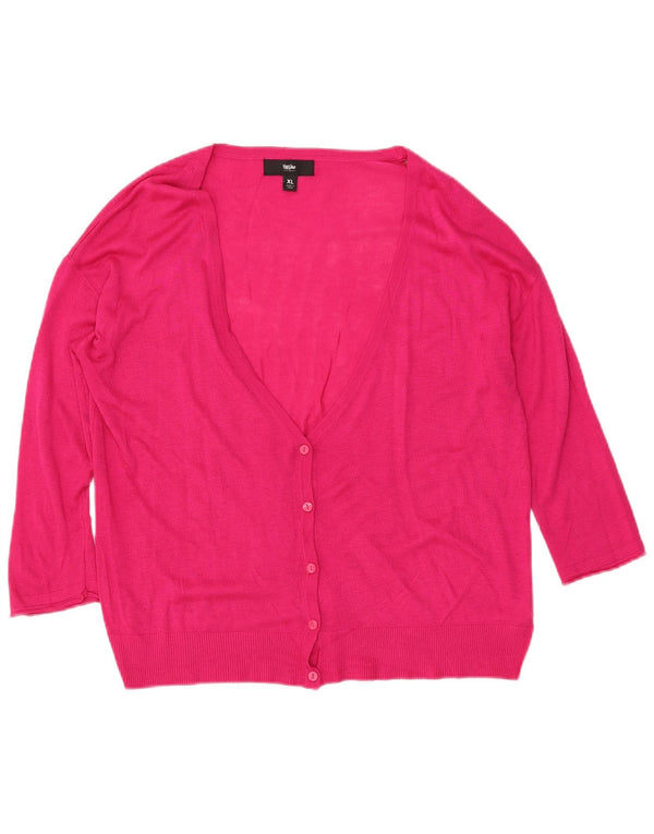 MOSSIMO Maglione cardigan con maniche a 3/4 da donna UK 18 XL Acrilico rosa