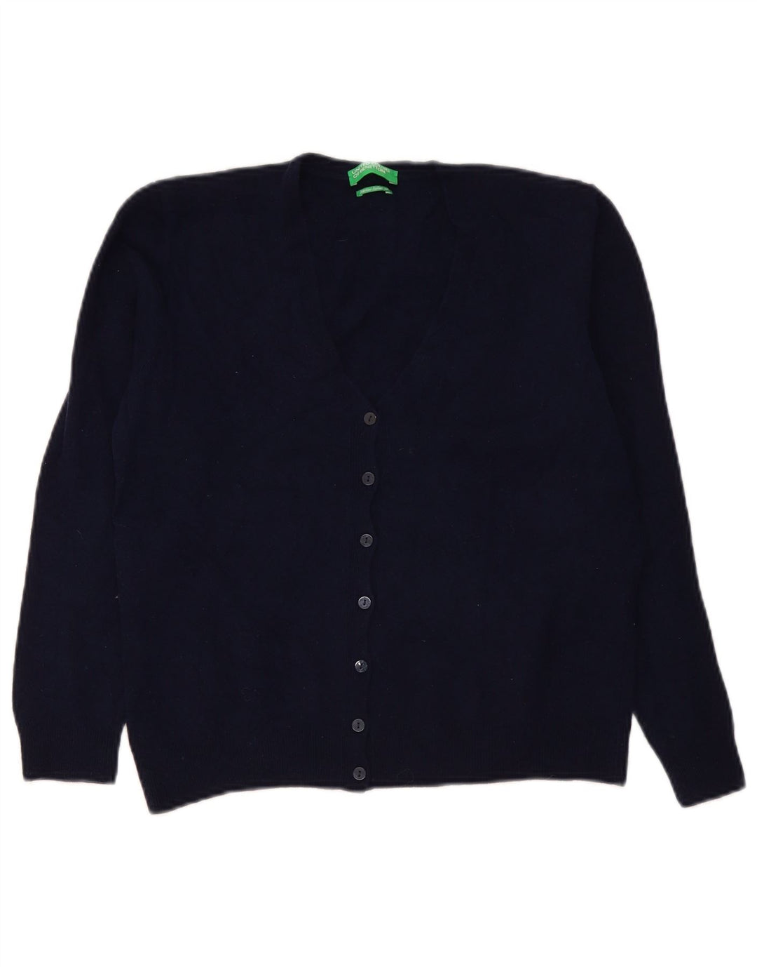 Maglione cardigan da donna Benetton UK 14 grande lana blu navy