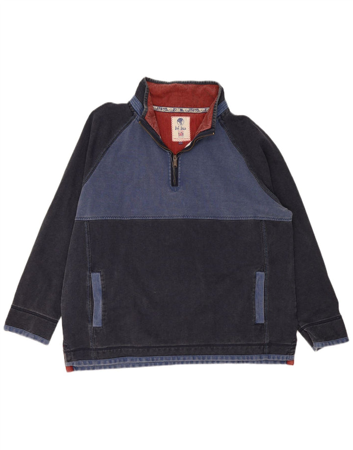 Felpa da uomo con collo con zip Fat Face Maglione 2XL cotone blu navy