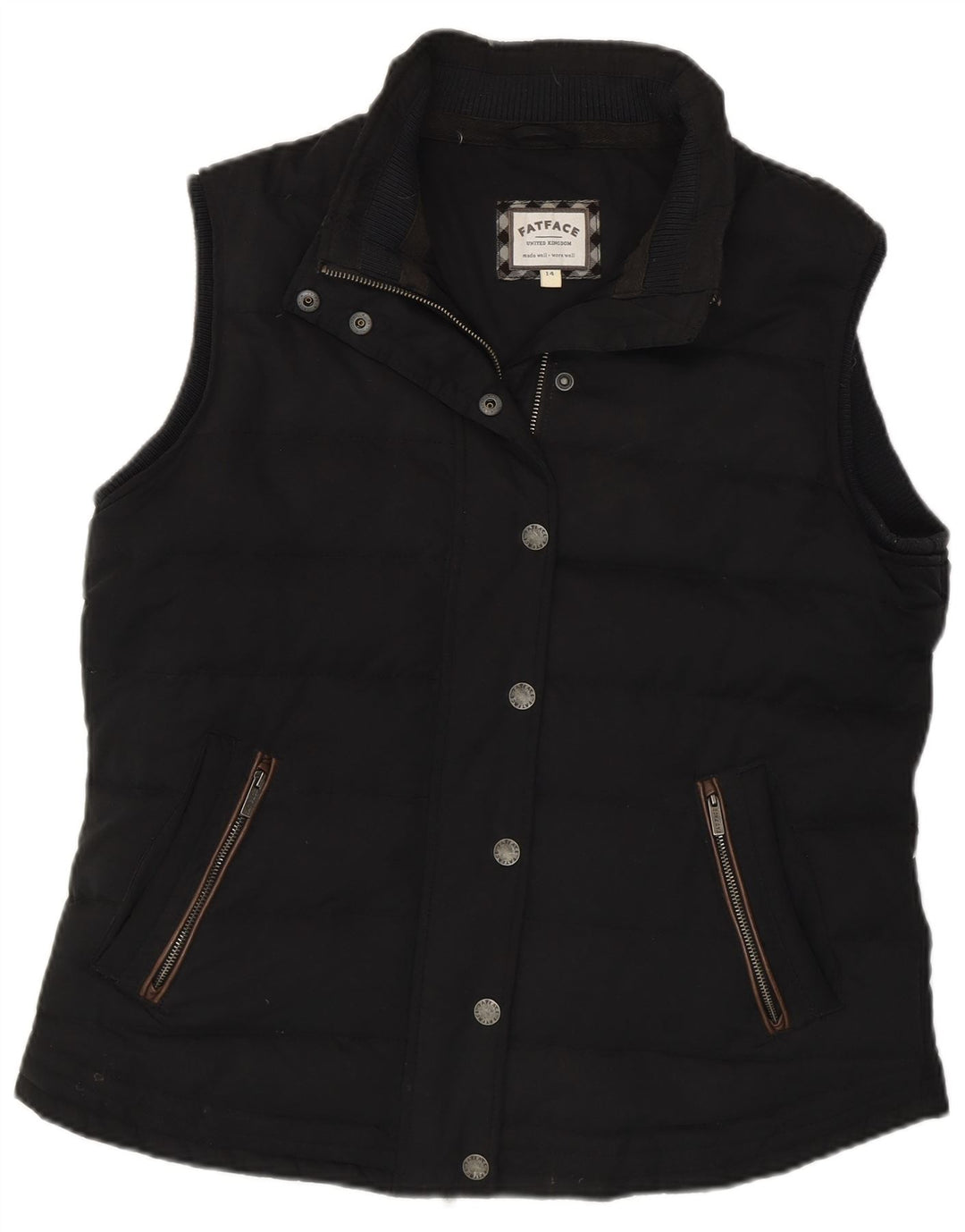 Gilet imbottito da donna Fat Face UK 14 grande poliestere nero