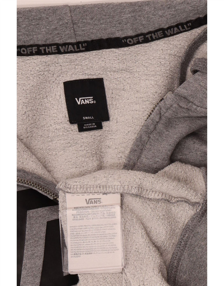 Felpa con cappuccio e zip grafica da uomo di Vans piccola in cotone grigio