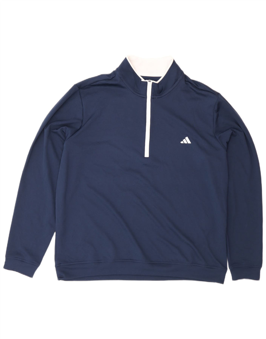 Felpa Adidas da uomo con zip e collo, maglione XL, blu navy in poliestere