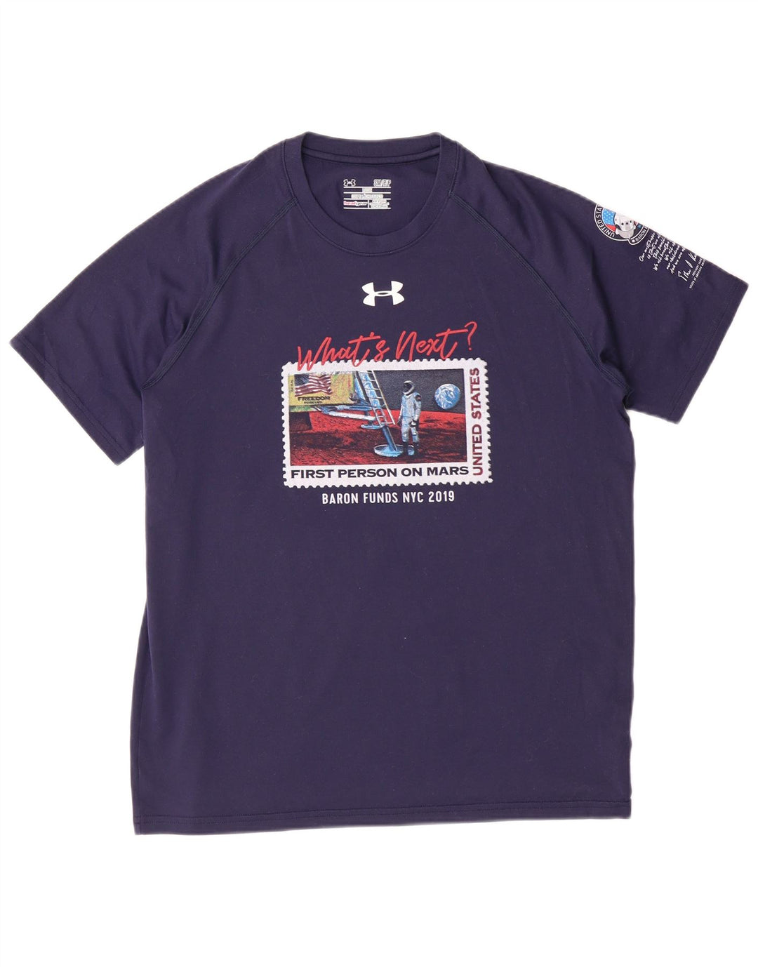 UNDER ARMOUR T-shirt grafica ampia da uomo Top piccolo in poliestere blu navy