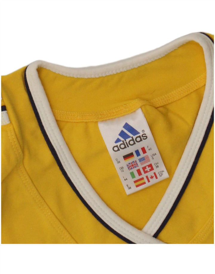 T-shirt corta da donna ADIDAS UK 12 cotone giallo medio