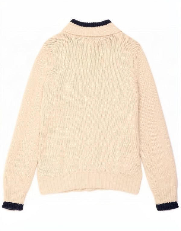 Crew Clothing Maglione cardigan da donna UK 14 Cotone color block bianco medio