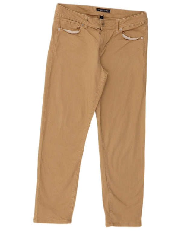 Pantaloni casual slim da donna Calvin Klein US 10 Large W32 L26 Cotone beige