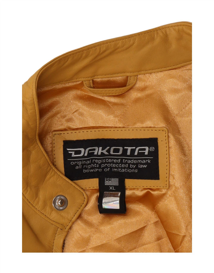 DAKOTA Womens Leather Jacket UK 18 XL Yellow Vintage Dakota and Second-Hand Dakota from Messina Hembry 