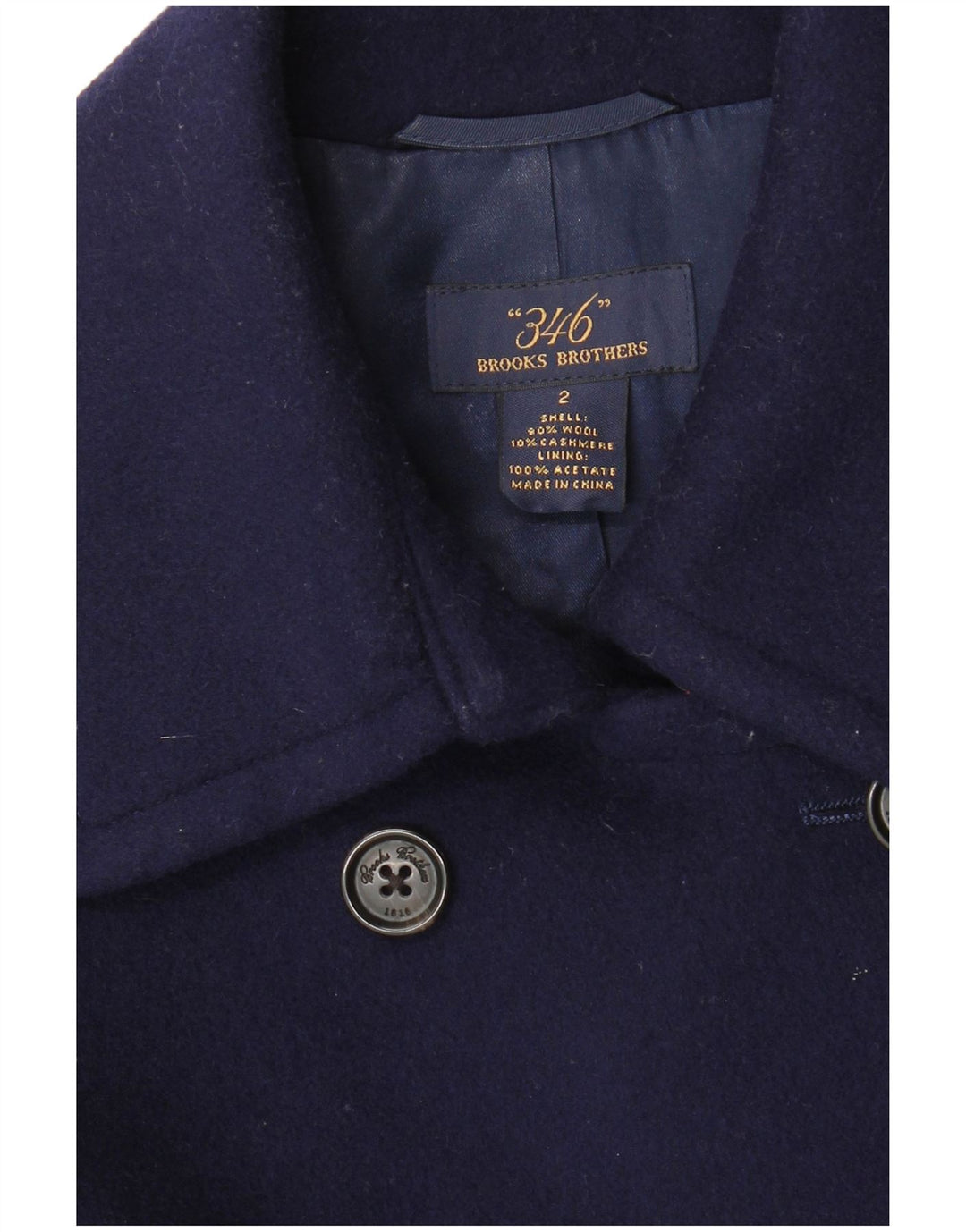 Cappotto da marinaio da donna Brooks Brothers US 2 XS in lana blu navy