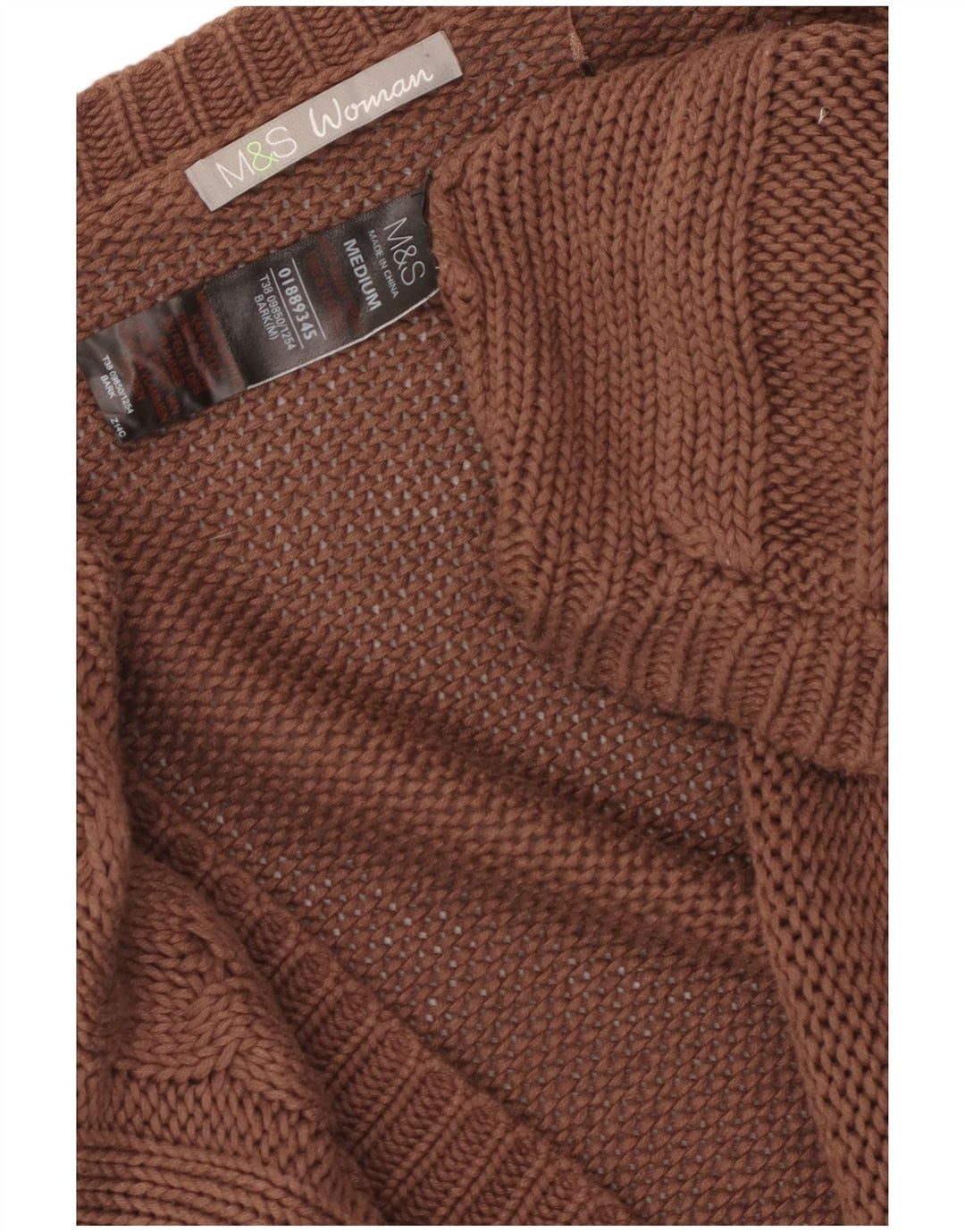 Maglione cardigan con maniche a 3/4 da donna Marks & Spencer UK 14 Marrone medio