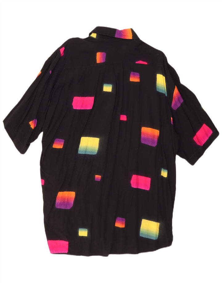 Camicia a maniche corte da uomo Tipo' S 2XL Viscosa geometrica nera