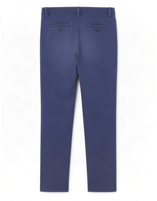 Pantaloni chino dritti da donna Benetton UK 6 XS W27 L26 Blu Cotone
