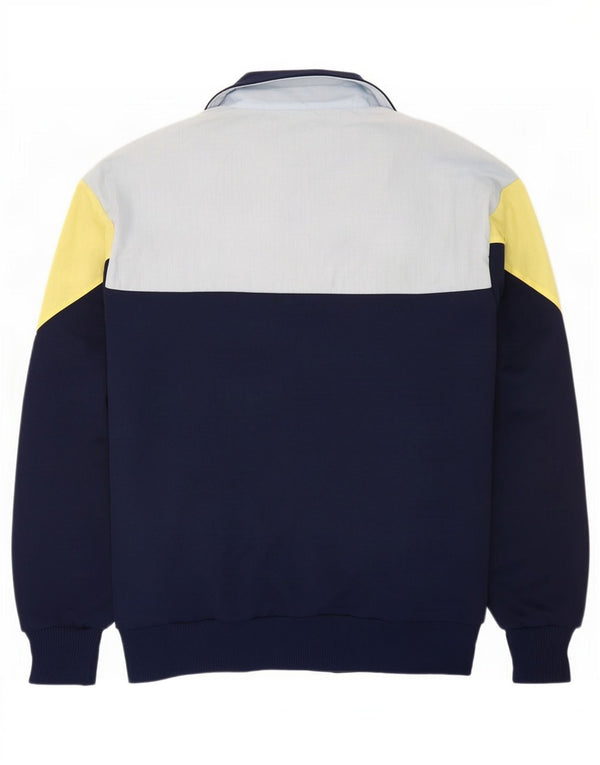 Vintage Mens Tracksuit Top Jacket IT 54 XL Navy Blue Colourblock