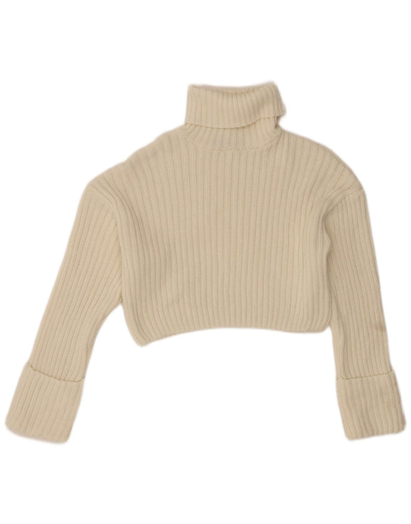 Maglione corto oversize a collo alto da donna Zara UK 10 piccolo bianco