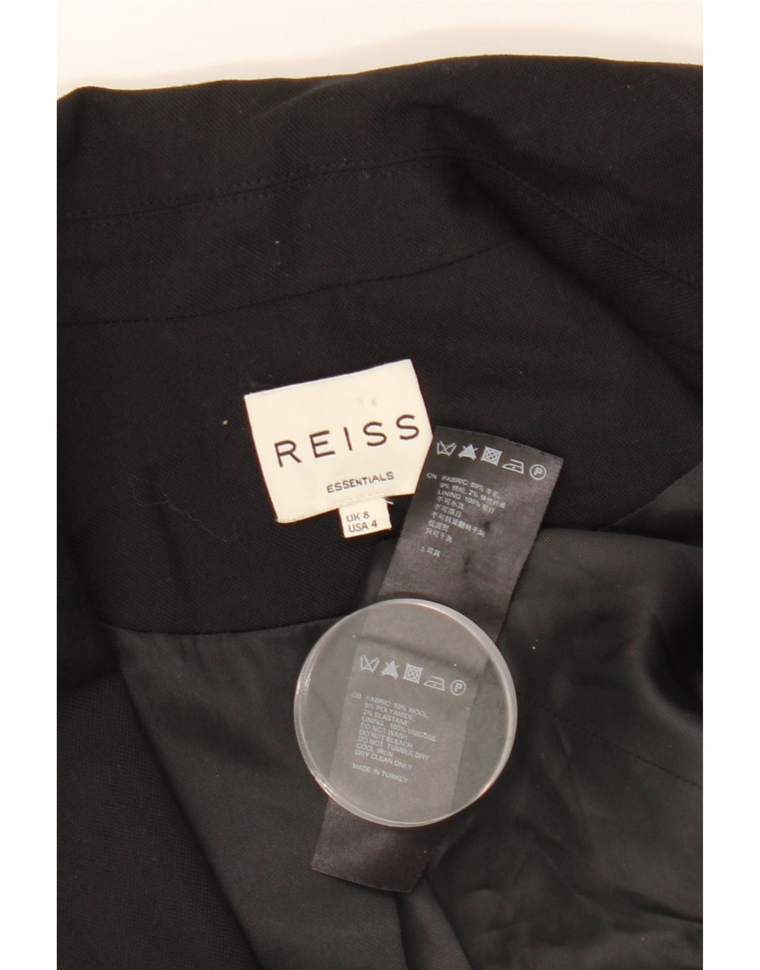 Giacca blazer da donna a 1 bottone REISS UK 8 piccola in lana nera