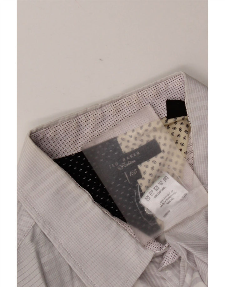 Camicia da uomo Ted Baker taglia 16,5 grande cotone a quadretti grigio