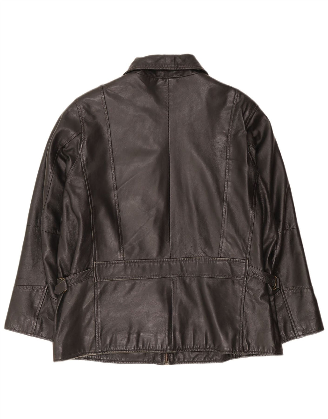 Giacca in pelle vintage da donna UK 18 XL in pelle nera