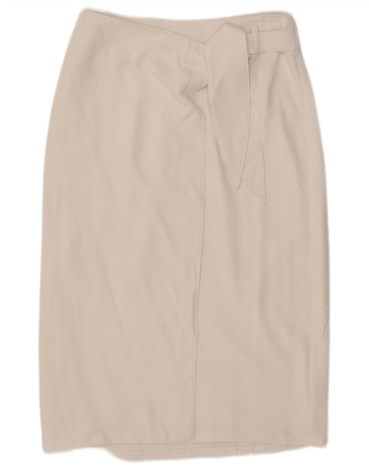 Gonna dritta da donna MARKS & SPENCER UK 12 media W30 poliestere bianco