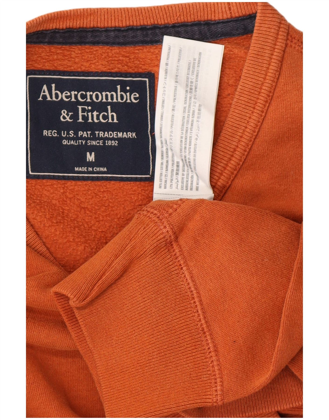 Felpa da uomo ABERCROMBIE & FITCH in cotone arancione medio