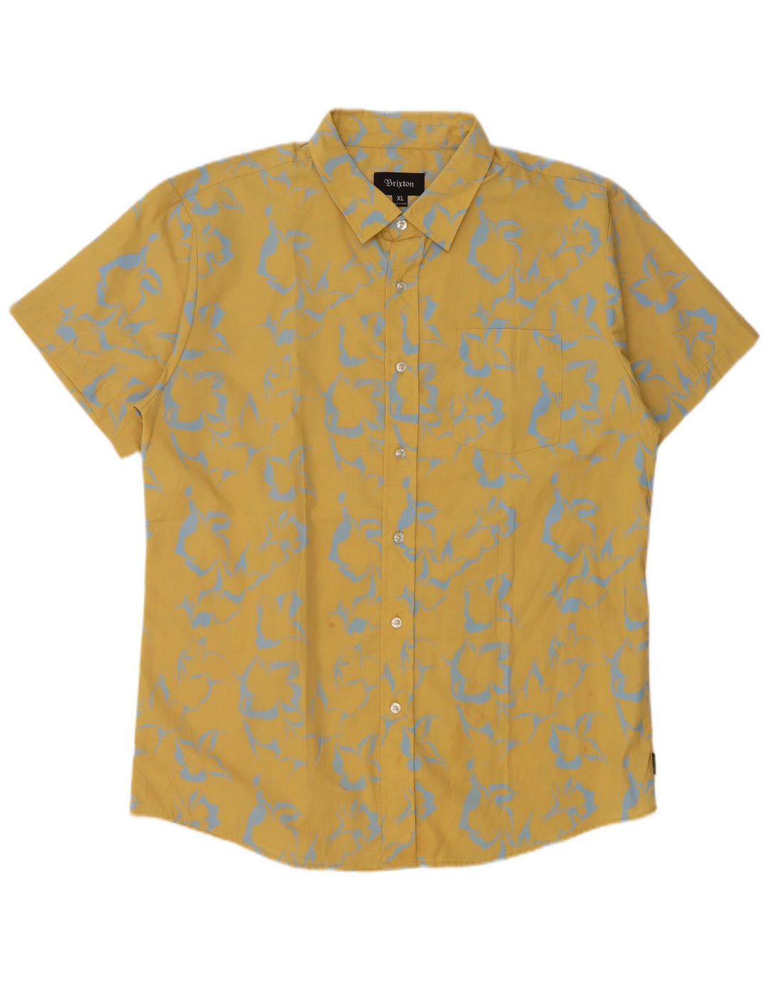 Camicia a maniche corte da uomo con motivo astratto Brixton XL in cotone giallo