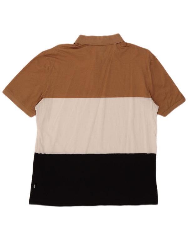 Polo da uomo Hugo Boss grande in cotone color block multicolore