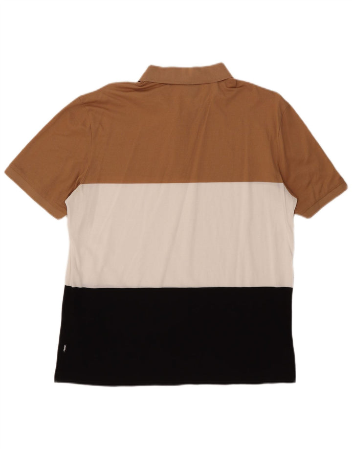 Polo da uomo Hugo Boss grande in cotone color block multicolore