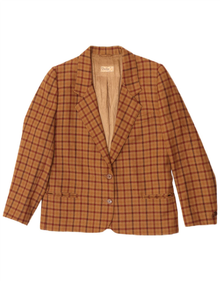 Giacca Blazer a 2 Bottoni da Donna Delia IT 42 Marrone Medio a Quadri